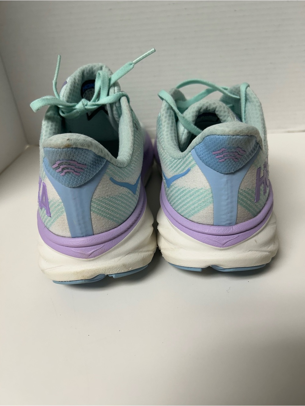HOKA Clifton 9 Women's Running Shoes Size 10 B Mint Green Purple EUC - Picture 4 of 7